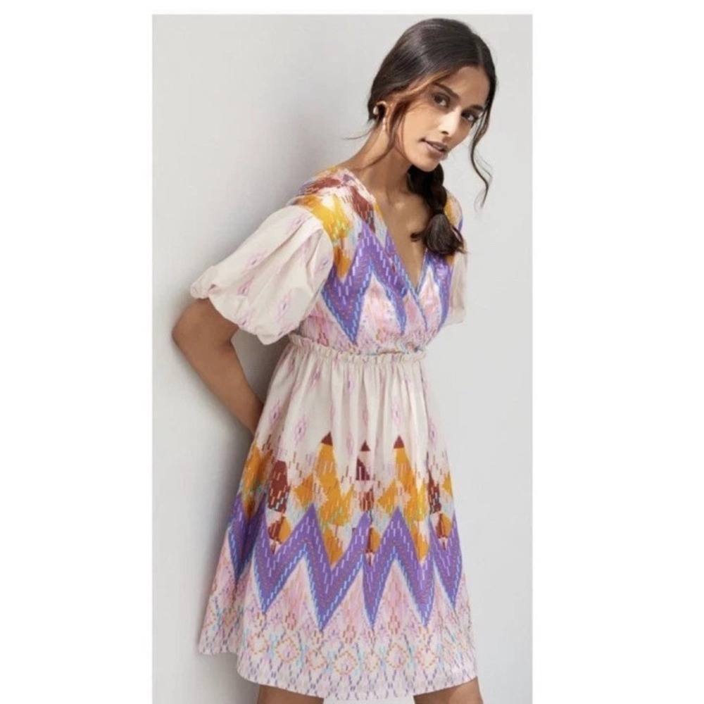 Anthropologie Not So Serious Abstract Embroidered Oversized Dress Sz Medium
